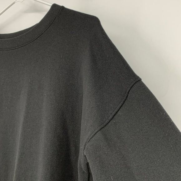 Womens Time & Tru Large Jet Black Sweatshirt Top High Low Drop Shoulder 3695 - Picture 4 of 7